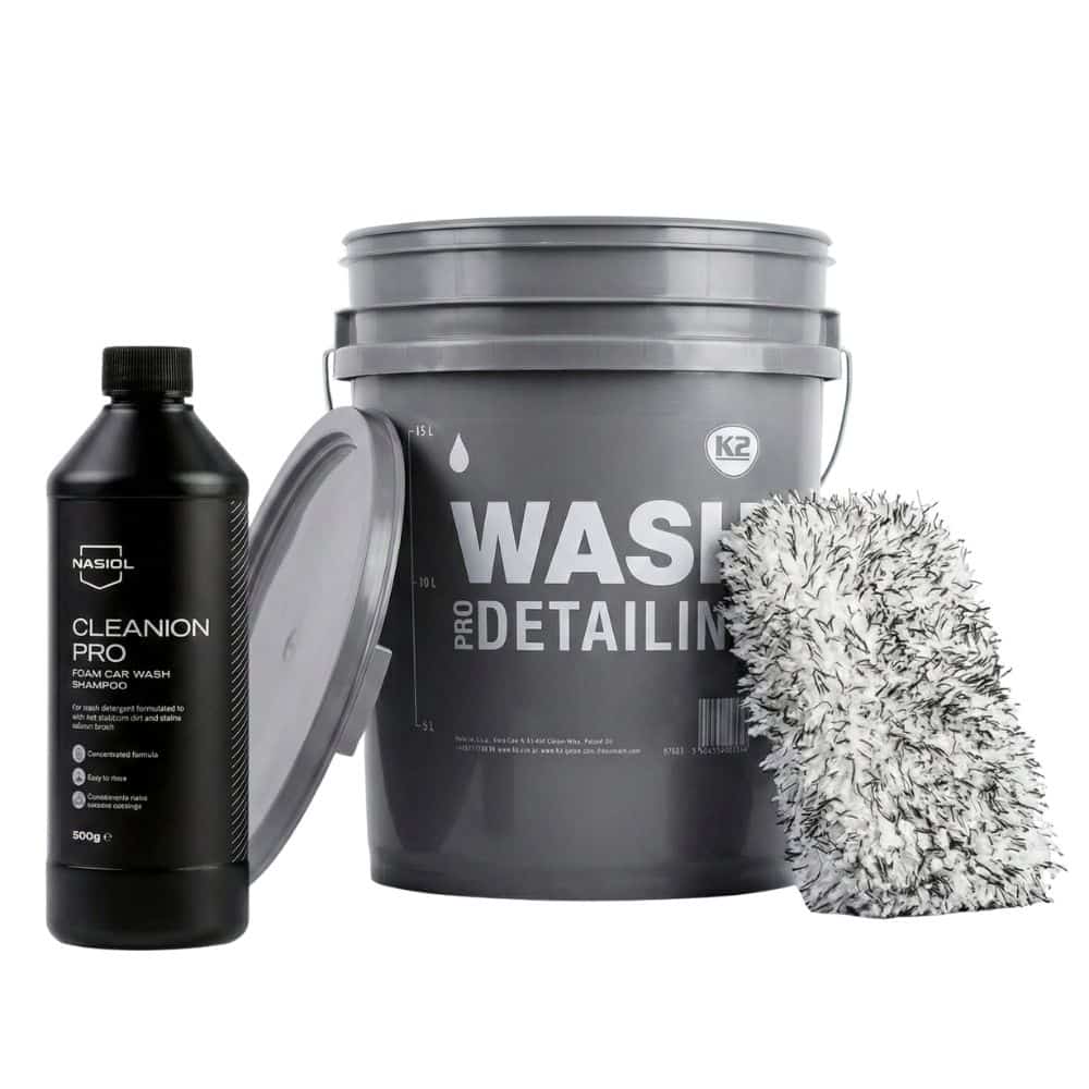 Set per la cura dell'auto K2 Secchio per lavaggio, Wash Pad & Shampoo Nasiol