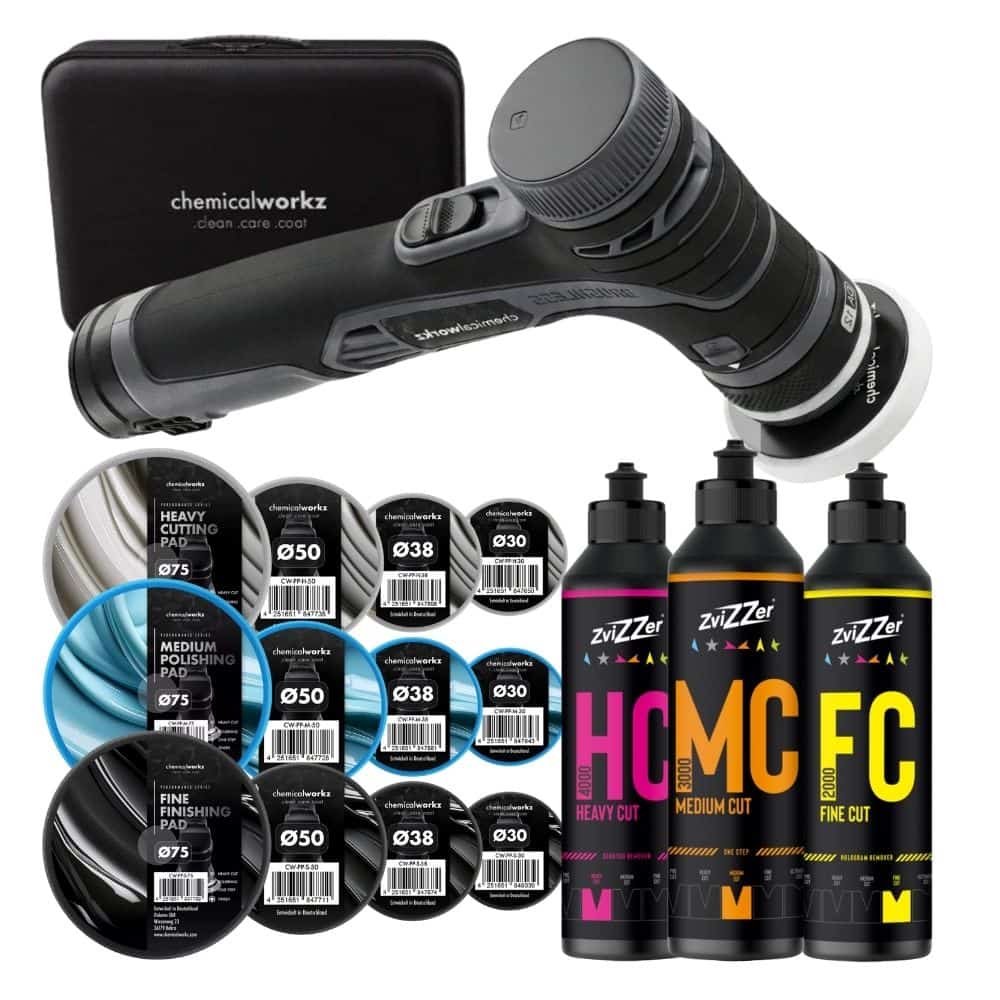 ChemicalWorkz EVO Mini PRO Poliermaschine + SET mit Pads und ZviZZer polituren