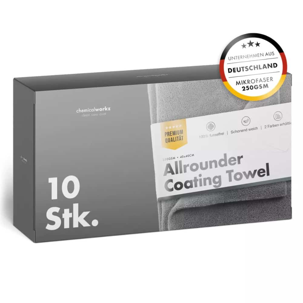 ChemicalWorkz - Allrounder Coating Towel - Versiegelungstuch 250GSM Grau 40×40cm 10Stk.