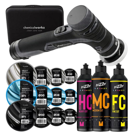 ChemicalWorkz EVO Mini PRO Poliermaschine + SET mit Pads und ZviZZer polituren