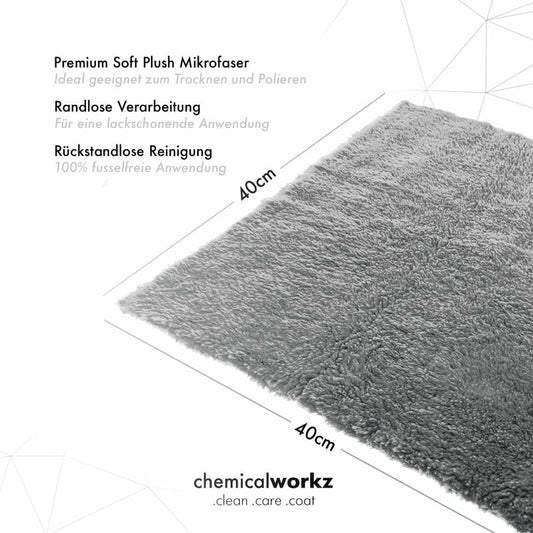 ChemicalWorkz - Edgeless Soft Touch Premium Towel grey - Poliertuch grau 40x40cm 600GSM_2