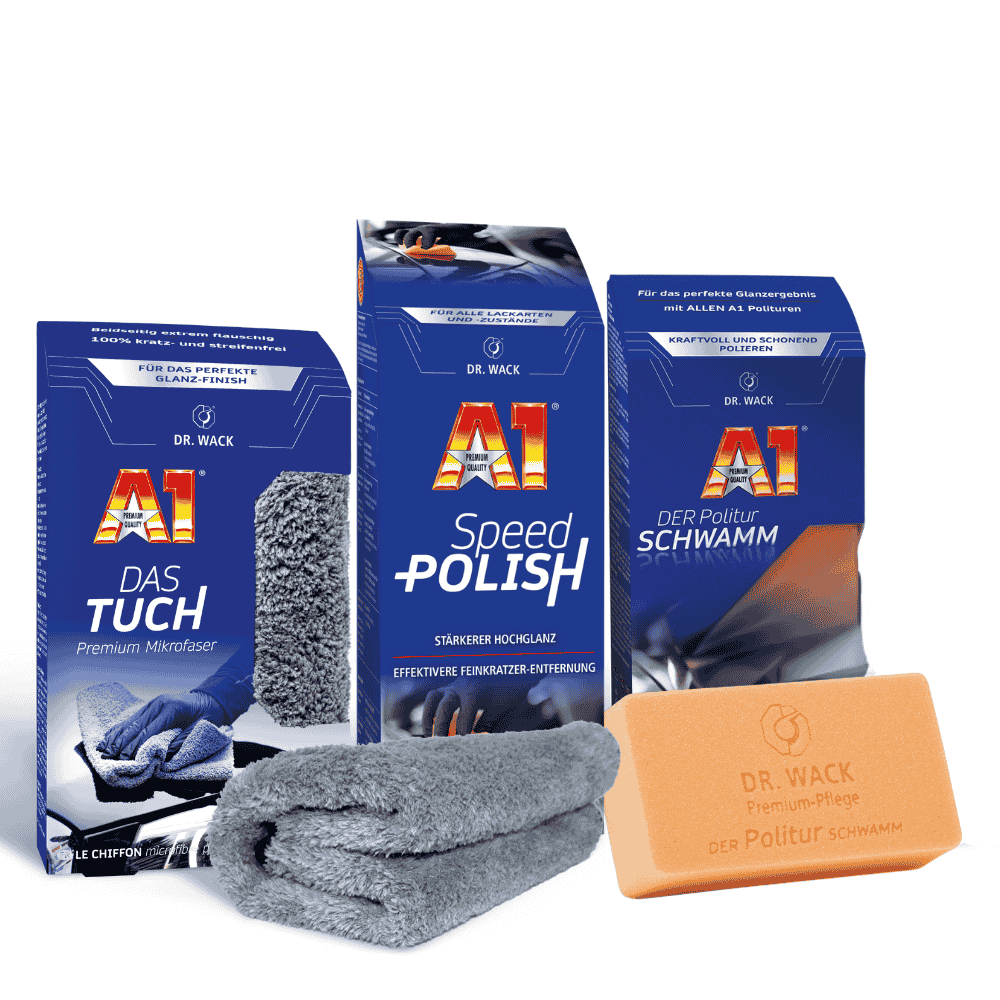 Dr. Wack - A1 Autopflege-Set: Speed Polish, Schwamm & Tuch