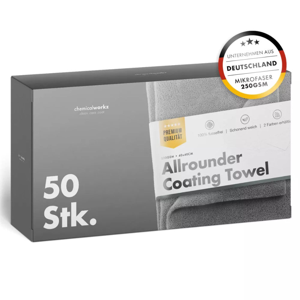 ChemicalWorkz - Allrounder Coating Towel - Versiegelungstuch 250GSM Grau 40×40cm 50Stk.