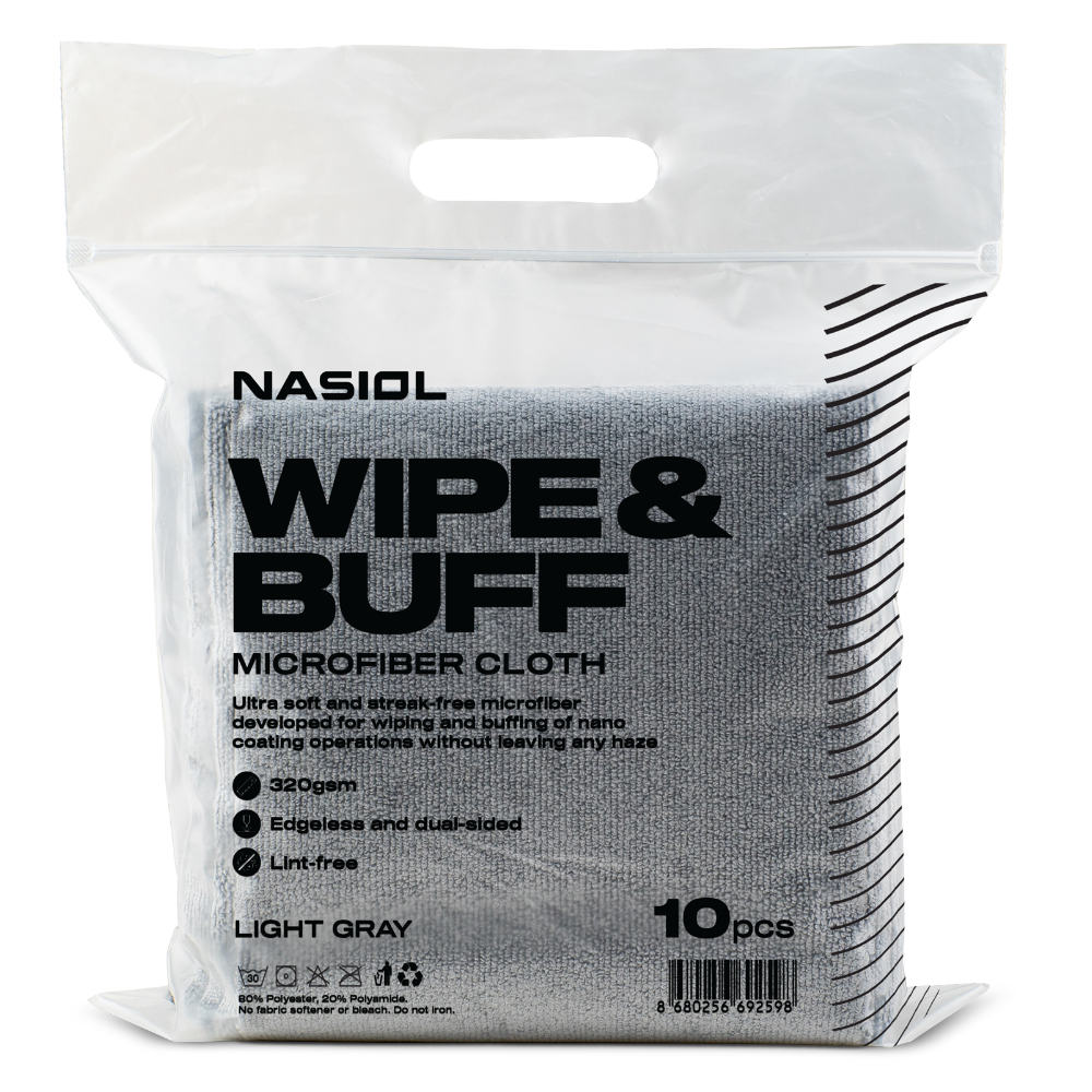 Nasiol - Wipe&Buff Microfiber Cloth 10pcs. Light Gray - Poliertuch Hellgrau 40x40cm 320GSM 10Stk.