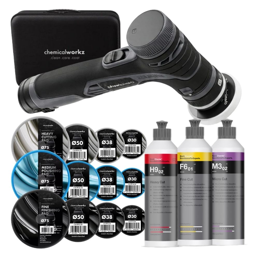 ChemicalWorkz EVO Mini PRO Poliermaschine + SET mit Pads und Koch Chemie polituren